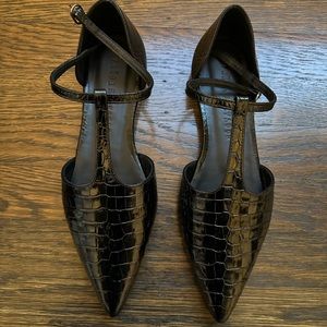 Freda Salvador Black crocodile tulip flats NWT